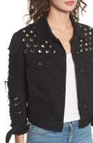 Thumbnail for your product : Band of Gypsies Distressed Crop Denim Jacket
