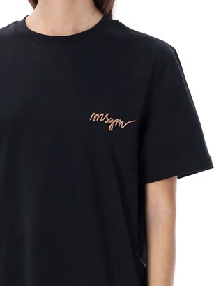 MSGM Embroidered Italic Logo T-shirt