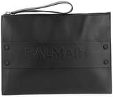 Balmain embossed logo clutch bag 