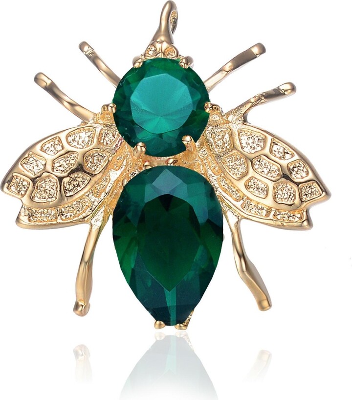 Genevive Sterling Silver with Colored Cubic Zirconia Bee Pin