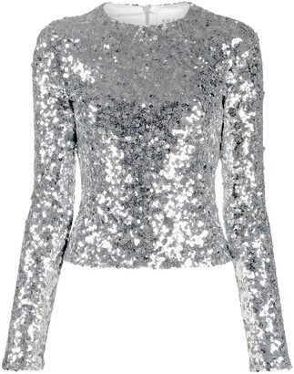 A.W.A.K.E. Mode Sequin-Embellished Long-Sleeved Blouse