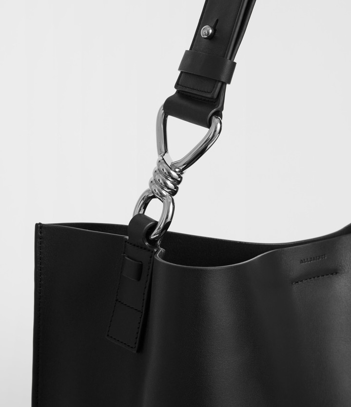 allsaints captain leather tote