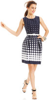 Thumbnail for your product : Tahari by Arthur S. Levine Tahari by ASL Sleeveless Dot-Print Belted Dress