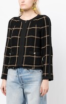 Thumbnail for your product : Chanel Pre Owned 1990s Checkered Collarless Lamé Tweed Jacket