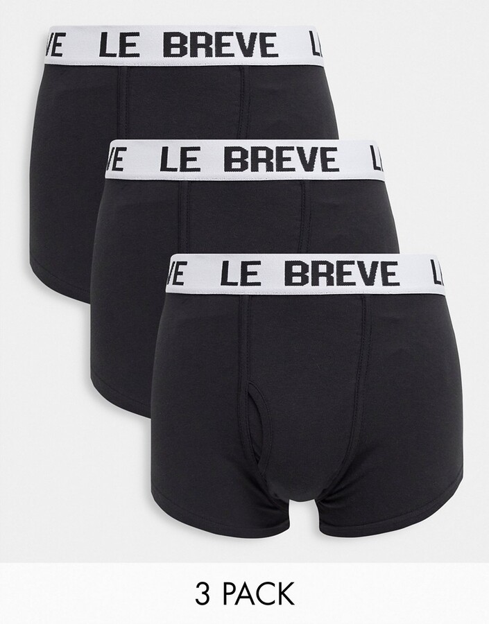 Le Breve 3 pack trunks in black with white band - ShopStyle Boxers