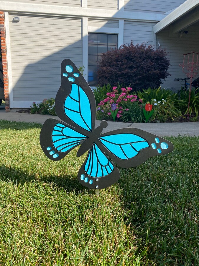 Monarch Butterfly Hanging Or Staked Wooden Yard Art, Gardener's Gift