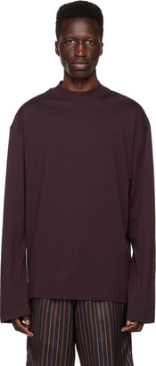 Dries Van Noten Purple Mock Neck Long Sleeve T-Shirt