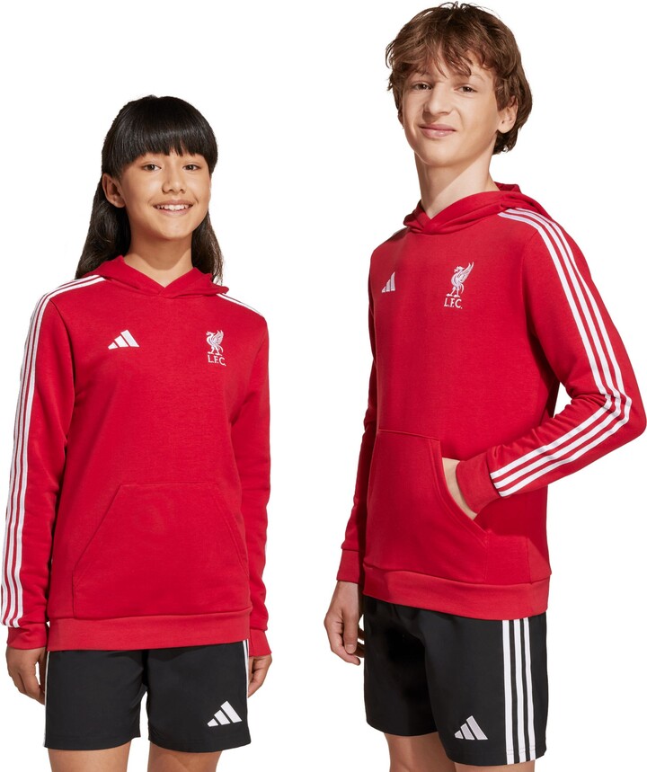 adidas Youth Liverpool FC R2025-26 ed Home Team Logo Pullover Hoodie, Small, Red