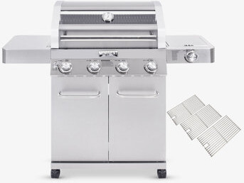 Monument Grills 41847NG 4+1 Burners Stainless Gas Grills Convertible 60000 BTU Gas Grill With Side Burner &3-Pack Stainless Steel Cooking Grids