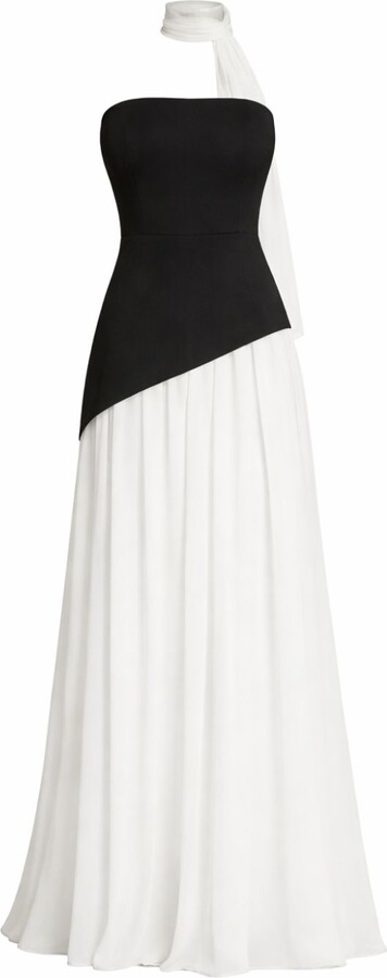 Curated Row Black / White Mary Black & White Chiffon Maxi Dress