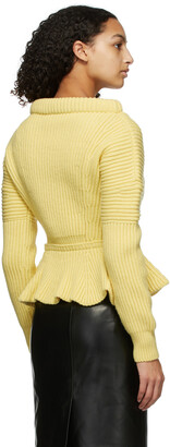 Alexander McQueen Yellow Rib Knit Peplum Sweater