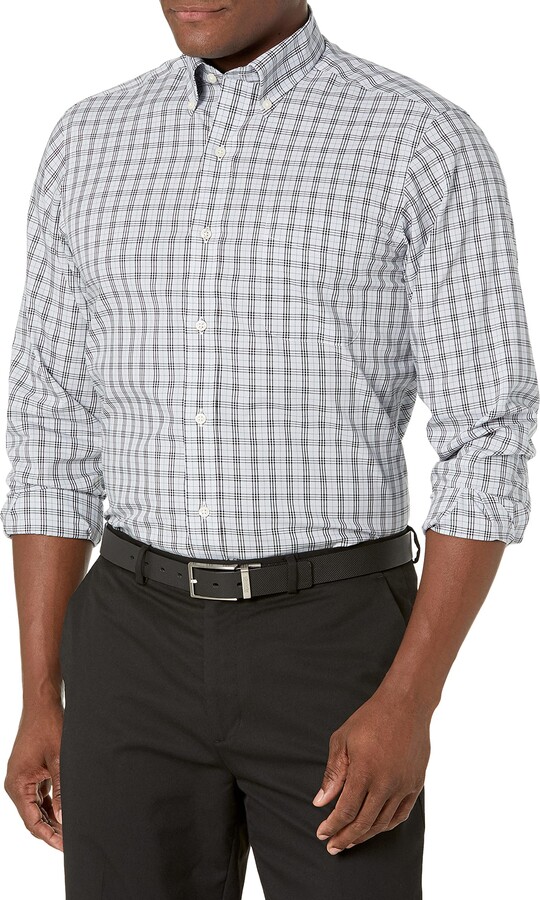 Brand Buttoned Down Mens Classic Fit Button Collar Pattern Dress Shirt 