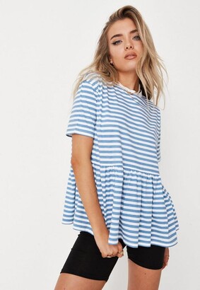 Missguided Blue Oversized Peplum T Shirt - ShopStyle