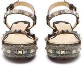Thumbnail for your product : Christian Louboutin Pyraclou 60 Leather Flatform Sandals - Womens - Black Gold