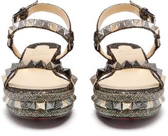 Christian Louboutin Pyraclou 60 Leather Flatform Sandals - Womens - Black Gold