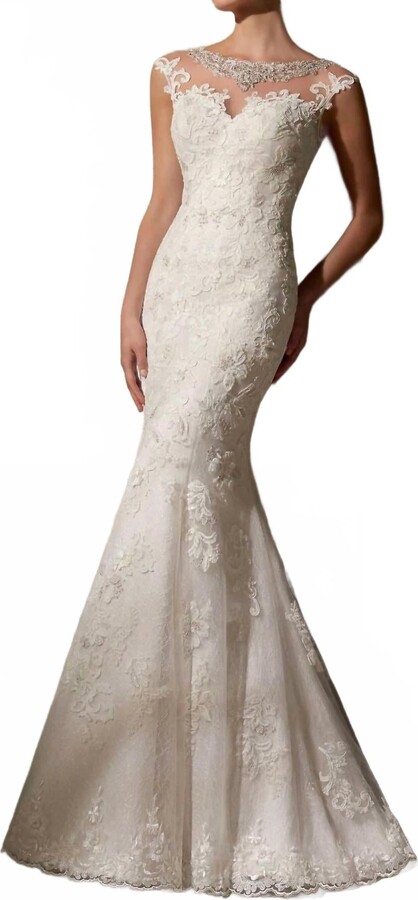 MORILEE Lace Fit And Flare Wedding Gown In White