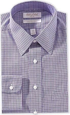 Roundtree & Yorke Gold Label Roundtree Yorke Garrett Full Fit Non-Iron Point Collar Houndstooth Checked Dress Shirt