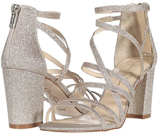 jessica simpson stassey glitter strappy block heel sandals