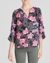 Thumbnail for your product : Aqua Top - Shadow Floral V-Neck Three Quarter Sleeve Printed