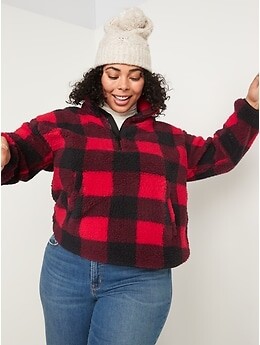 plus size sherpa half zip