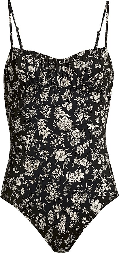 Ulla Johnson Women's Dalila Ruched One-Piece Swimsuit - Midnight Bloom - Size XS