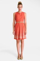 Thumbnail for your product : Tahari Belted Polka Dot Scuba Fit & Flare Dress