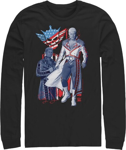 WWE MensWWECodyRhodesPatrioticPoseLongSleeveShirt-Black-Medium