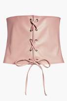 Thumbnail for your product : boohoo Leather Look Lace Up Corset Belt