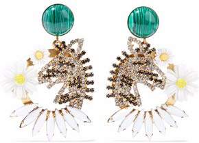 Elizabeth Cole Gold-Tone Resin Crystal And Stone Earrings