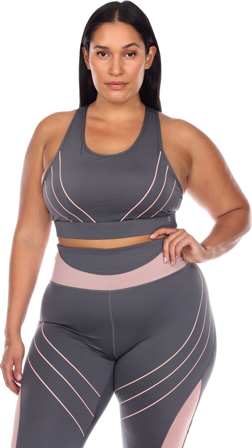 White Mark Fashion White Mark Women’s Plus Size Cut Out Back Mesh Sports Bra
