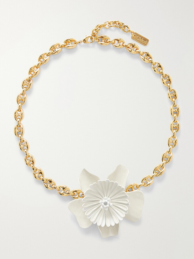 Chloé Gold-tone Lacquer Necklace - One size