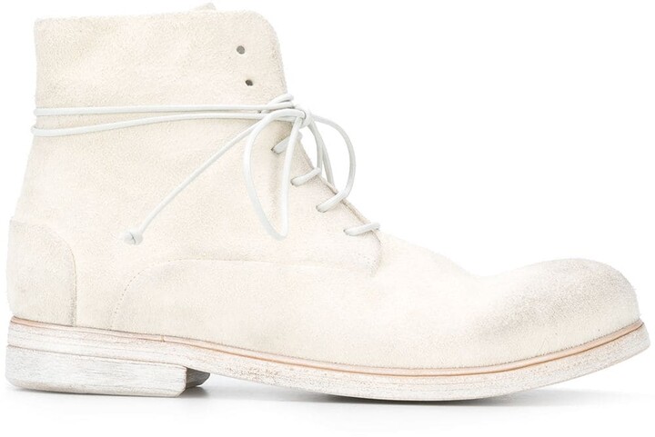 white distressed booties
