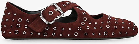 Alaia Womens Dark Brown Criss Cross Suede Ballet Flats Eur 38.5 / 5.5 Uk Women