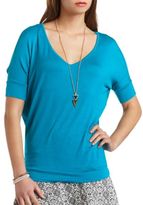 Thumbnail for your product : Charlotte Russe Solid Short Sleeve Dolman Top