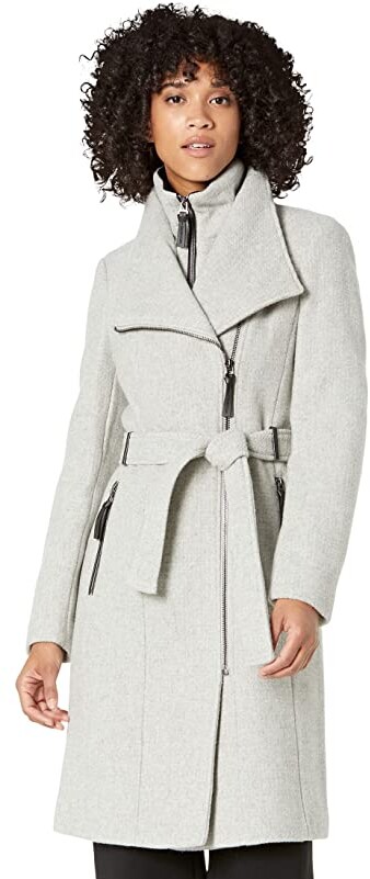 gray belted coat