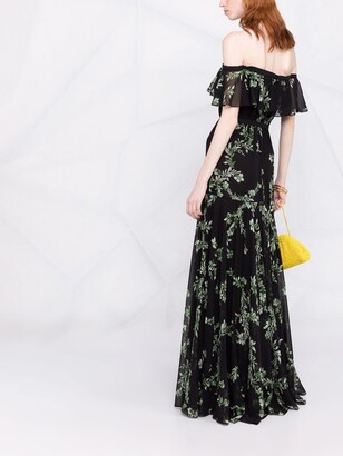 Giambattista Valli Floral-Print Ruffle-Detail Dress