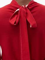 Thumbnail for your product : RED Valentino Tie-neck Wool-blend Sweater - Dark Red