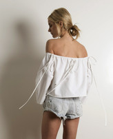 Thumbnail for your product : Merritt Charles Stone Blouse - White Tencel Off The Shoulder