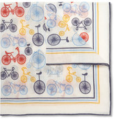 Thumbnail for your product : Drakes Bicycle-Print Cotton and Silk-Blend Pocket Square