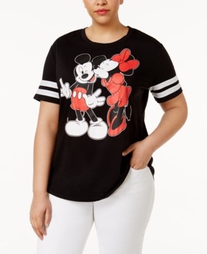 Love Tribe Trendy Plus Size Mickey and Minnie Mouse Graphic T-Shirt