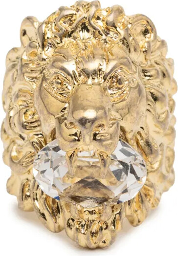 Gucci Pre-Owned 2000-2025 Gold Plated Lion Head Ring 19 costume ring
