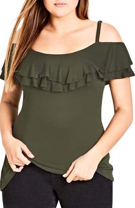 City Chic Ruffle Romance Off the Shoulder Top
