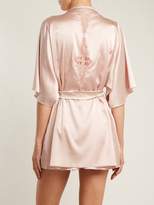 Thumbnail for your product : Fleur of England Lace Detail Silk Blend Short Robe - Womens - Light Pink