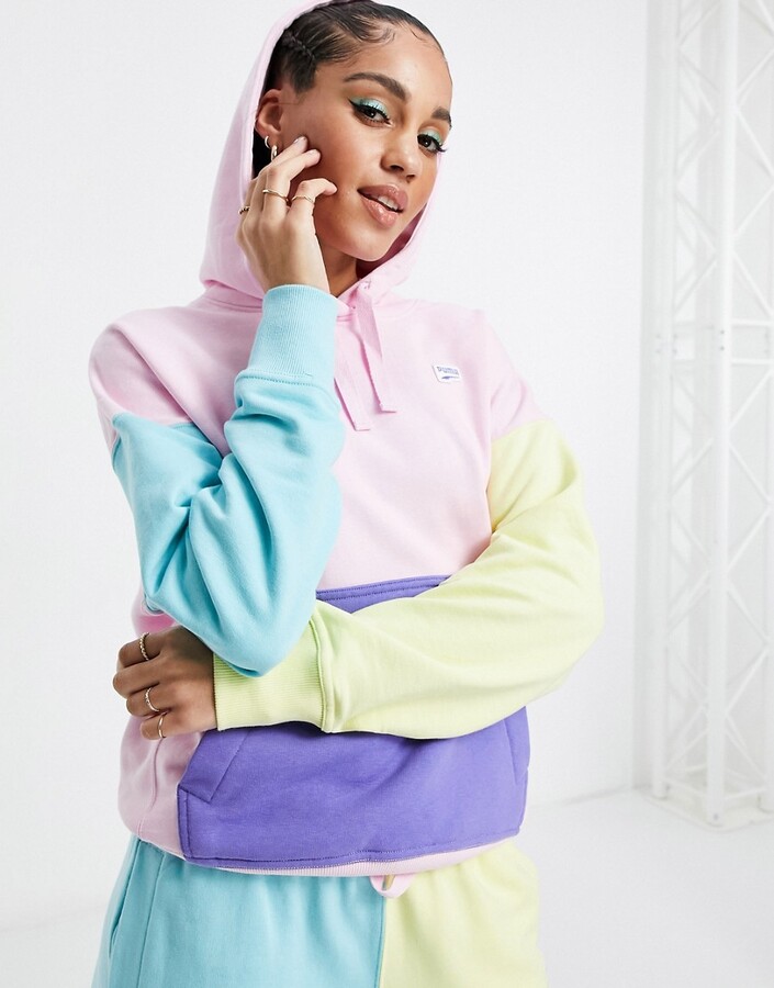 Puma color block hoodie in pink and yellow - exclusive to ASOS - ShopStyle