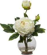 Thumbnail for your product : Nearly Natural Liquid Illusion Silk Peony Fluted Vase Floral Arrangement