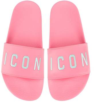 DSQUARED2 Icon Pink Rubber Slide Sandals