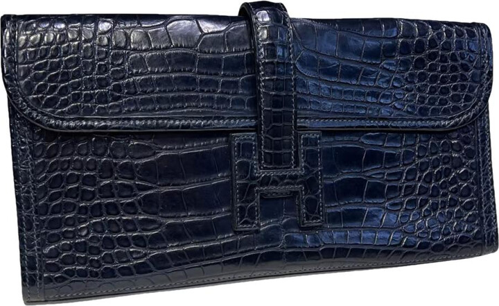 Hermes Jige crocodile clutch bag - ShopStyle