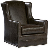 Thumbnail for your product : Massoud Folsom Swivel Chair - Coal Leather - Massoud - upholstery, coal; nailheads, black nickel