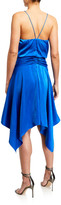 Thumbnail for your product : Aidan Mattox V-Neck Draped Charmeuse Handkerchief Dress