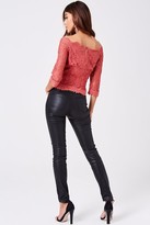 Thumbnail for your product : Little Mistress Helene Terracotta Lace Bardot Top